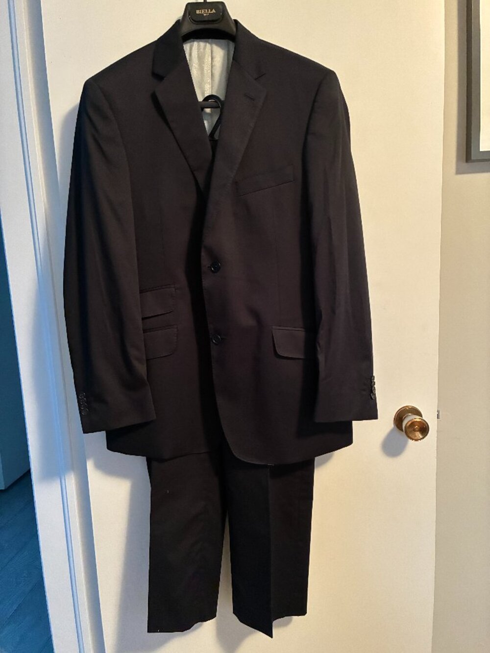 2 pc suit. Biella. Atelier Leonidas. Sz40R. 100% cotton. Black